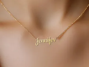 Personalized Gold Name Necklace – Custom Script Pendant – 1