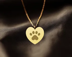 Gold Paw Heart Necklace – Dog Lover Jewelry in Sterling Silver – 2