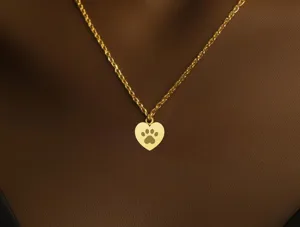 Gold Paw Heart Necklace – Dog Lover Jewelry in Sterling Silver – 1