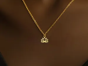 Lotus Pendant Necklace in 925 Sterling Silver – Yoga Jewelry – 1