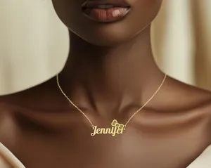 Custom Bow Name Necklace – Personalized 925 Silver Bow Pendant Charm – 2