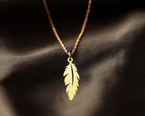 Feather Necklace in Sterling Silver, Gold, or Rose Gold – Minimalist Feather Pendant Jewelry – 1