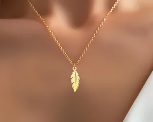 Feather Necklace in Sterling Silver, Gold, or Rose Gold – Minimalist Feather Pendant Jewelry – 3