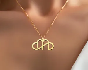 M Infinity Necklace – Minimalist Initial Pendant in Sterling Silver – 3