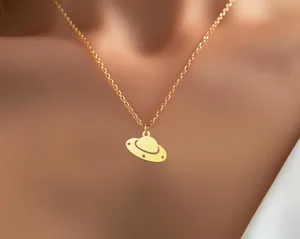 UFO Necklace – Minimalist Sci-Fi Pendant in 925 Sterling Silver – 3