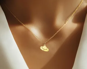 UFO Necklace – Minimalist Sci-Fi Pendant in 925 Sterling Silver – 2