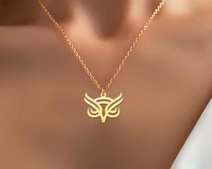 Owl Necklace in Gold Plated Sterling Silver – Minimalist Pendant – 3