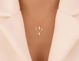 Dove Cross Necklace - Gold Plated Faith Pendant Necklace – 3