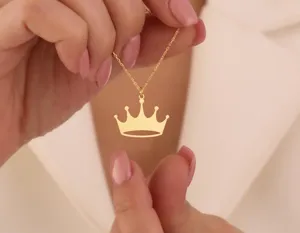 Crown Pendant Necklace – Minimalist Gold Finish in Sterling Silver – 2