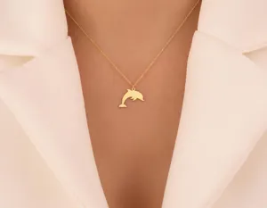 Dolphin Pendant Necklace in Gold Tone – Ocean Charm – 3