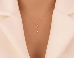 Key Necklace - Gold Plated Minimalist Pendant Necklace – 3