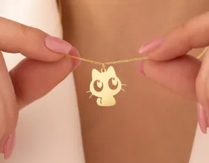 Cat Pendant Necklace in Gold Tone for Cat Lovers – 1