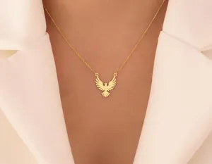 Phoenix Pendant Necklace: Gold Plated Minimalist Design in Sterling Silver – 1