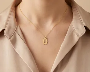 Bear Pendant Necklace with Heart Cutout in Gold, Rose Gold or Silver – 3