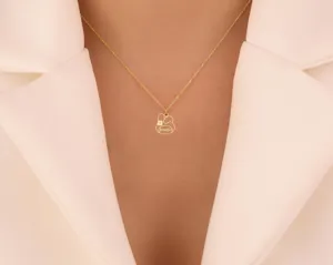 Personalized Melody Bunny-Inspired Pendant – Custom Floral Outline Charm – 3