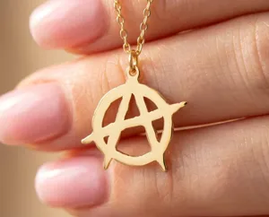 Anarchy Pendant Necklace: Gold Plated Sterling Silver Statement Jewelry – 1