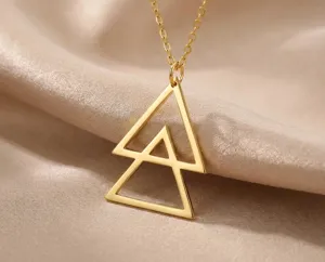 Geometric Triangle Necklace: Modern Gold Plated Pendant – 3