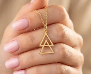 Geometric Triangle Necklace: Modern Gold Plated Pendant – 1