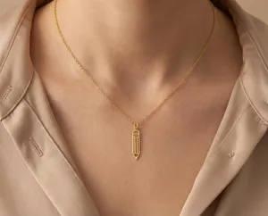Pencil Necklace in Gold Finish – Whimsical Artist Pendant – 2