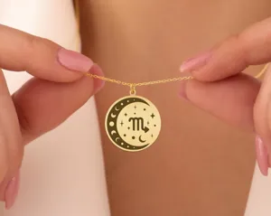 Scorpio Zodiac Moon Necklace – Gold-Plated Astrology Pendant – 1