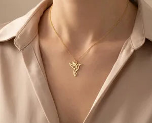 Hummingbird Necklace in Gold Plated Sterling Silver Nature Charm – 2