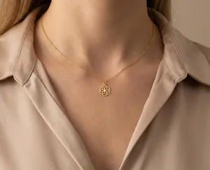 Flower Pendant Necklace in 925 Sterling Silver with Gold Plated Floral Design – 2