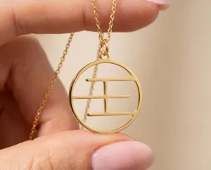 Zen Circle Necklace: Minimalist Inner Line Pendant in Gold Plated Sterling Silver – 1