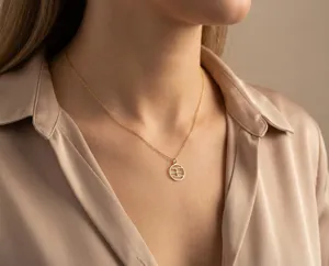Zen Circle Necklace: Minimalist Inner Line Pendant in Gold Plated Sterling Silver – 2