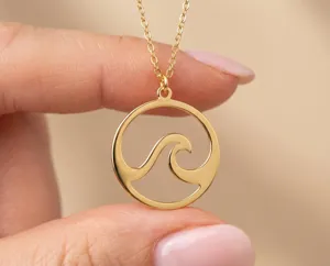 Waves Pendant Necklace – Handmade 925 Sterling Silver Ocean Jewelry – 3