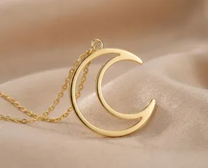 Crescent Moon Pendant Necklace: Handmade 925 Sterling Silver with Gold or Rose Gold Plating – 3