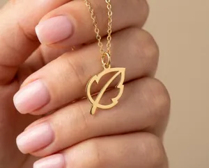 Leaf Necklace: Handmade 925 Sterling Silver Pendant in Gold, Rose Gold or Silver – 3