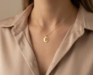 Moon and Star Pendant Necklace in 925 Sterling Silver – 2