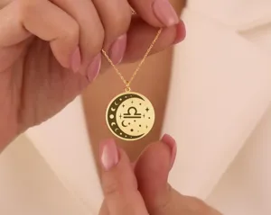 Libra Zodiac Moon Necklace – Gold-Plated Celestial Pendant for Libra Women – 2