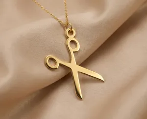 Scissors Necklace: Handmade 925 Sterling Silver Pendant with Gold or Rose Gold Plating – 1