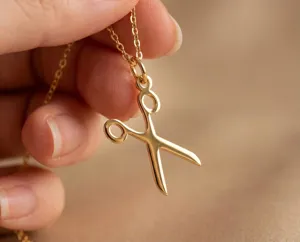Scissors Necklace: Handmade 925 Sterling Silver Pendant with Gold or Rose Gold Plating – 3