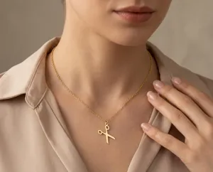Scissors Necklace: Handmade 925 Sterling Silver Pendant with Gold or Rose Gold Plating – 2
