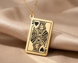 Queen of Hearts Necklace: Gold-Plated Pendant with Black Detailing – 1