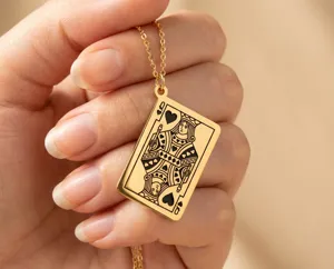 Queen of Hearts Necklace: Gold-Plated Pendant with Black Detailing – 2