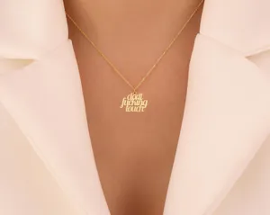 Custom Quote Necklace in 925 Sterling Silver with Gold Plating – 3