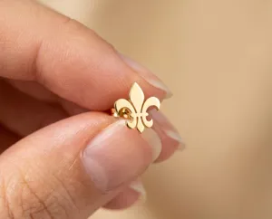 Fleur De Lis Earrings – Minimalist 925 Sterling Silver in Gold, Rose Gold or Silver – 2