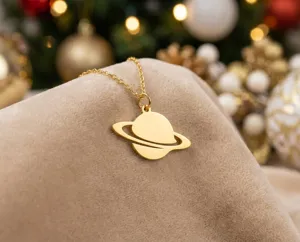 Saturn Necklace - Handmade Sterling Silver Planet Pendant in Gold, Rose Gold or Silver – 3