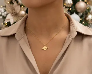 Saturn Necklace - Handmade Sterling Silver Planet Pendant in Gold, Rose Gold or Silver – 2