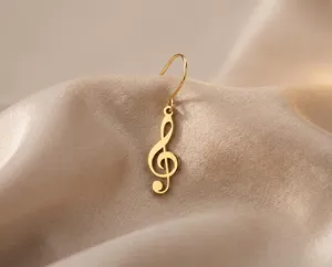 Treble Clef Earrings: Handmade 925 Sterling Silver Dangle Music Jewelry – 3