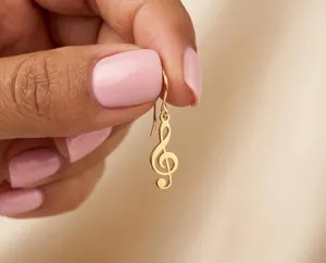 Treble Clef Earrings: Handmade 925 Sterling Silver Dangle Music Jewelry – 2