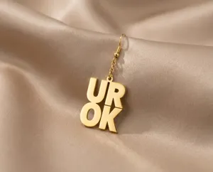 UR OK Statement Earrings – Handmade 925 Sterling Silver Letter Earrings – 3