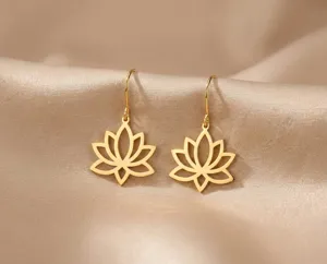 Lotus Flower Earrings: Handmade 925 Sterling Silver with Gold Plating – 3