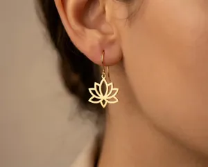 Lotus Flower Earrings: Handmade 925 Sterling Silver with Gold Plating – 1
