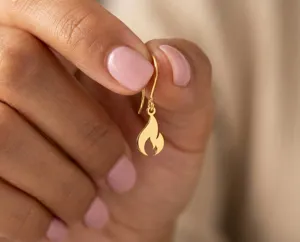 Flame Earrings – Handmade 925 Sterling Silver Drops in Gold, Rose Gold or Silver – 3
