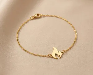 Flame Bracelet in 925 Sterling Silver: Gold, Rose Gold or Silver Fire Symbol Design – 2