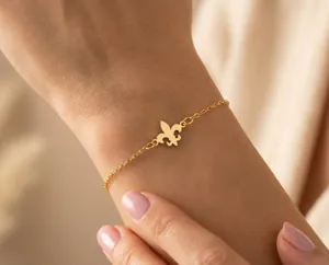 Fleur De Lis Charm Bracelet: Handmade 925 Sterling Silver Delicate Chain – 1